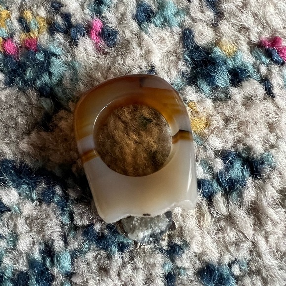 Raw Tigers Eye carved crystal ring, druzy and tourmaline, statement piece - Picture 4 of 6